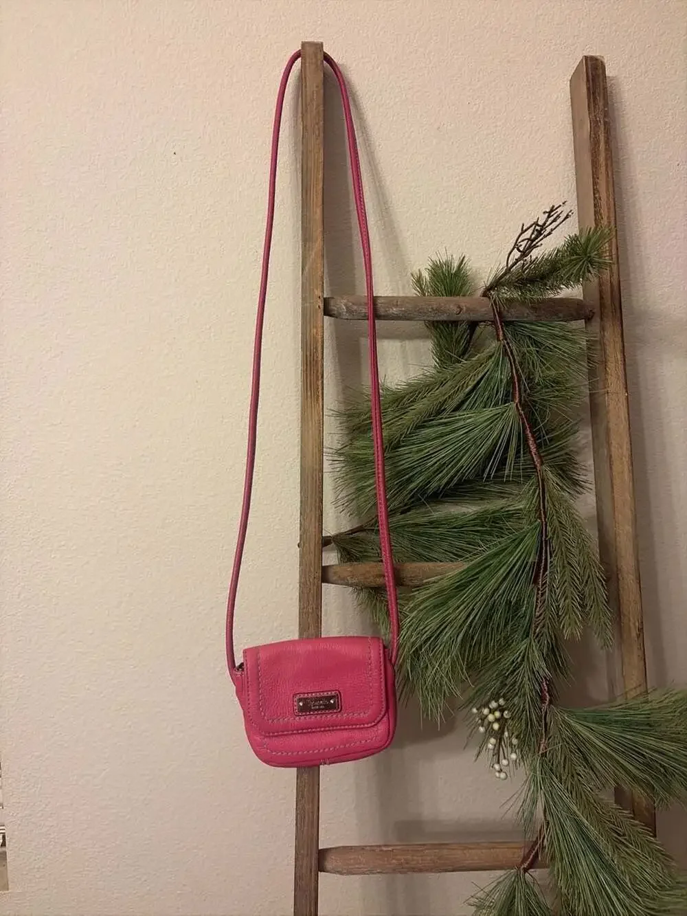 Tignanello Pebbled Leather Mini Flap Crossbody Bag in Pink